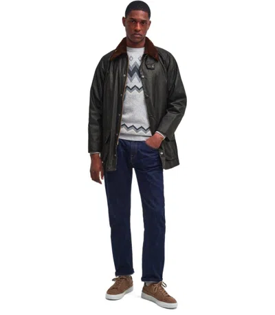 Barbour Archive Beaufort Waxed Olive Green Jacket In Green