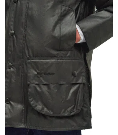 Barbour Archive Beaufort Waxed Olive Green Jacket In Green