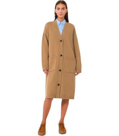 Weekend Max Mara Godezia Camel Long Cardigan In Green