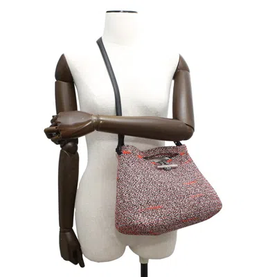 Pre-owned Balenciaga Black Orange White Canvas Leather Pouch Shoulder Bag ()