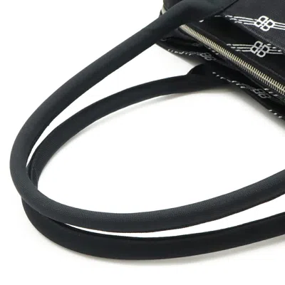 Pre-owned Balenciaga Black White Canvas Shoulder Bag Tote Bag () In Multi