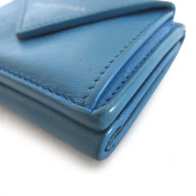 Pre-owned Balenciaga Blue Leather Wallet (tri-fold) ()