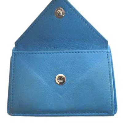 Pre-owned Balenciaga Blue Leather Wallet (tri-fold) ()
