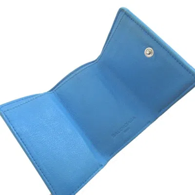 Pre-owned Balenciaga Blue Leather Wallet (tri-fold) ()