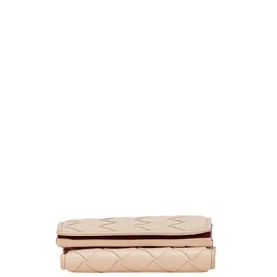 Pre-owned Bottega Veneta Beige Pink Leather Wallet (tri-fold) () In Multi