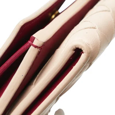 Pre-owned Bottega Veneta Beige Pink Leather Wallet (tri-fold) () In Multi