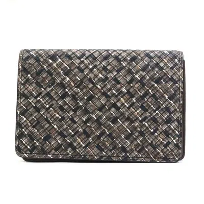 Pre-owned Bottega Veneta Black Brown Leather Clutch Bag () In Multi