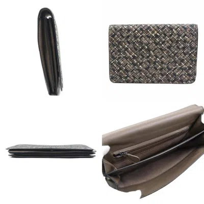 Pre-owned Bottega Veneta Black Brown Leather Clutch Bag () In Multi