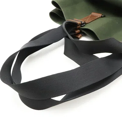 Pre-owned Bottega Veneta Green Khaki Canvas Leather Shoulder Bag Tote Bag () In Multi