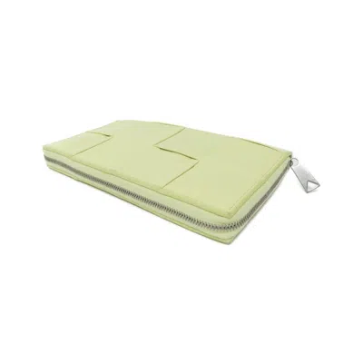 Pre-owned Bottega Veneta Green Light Green Yellow Leather Long Wallet (bi-fold) ()