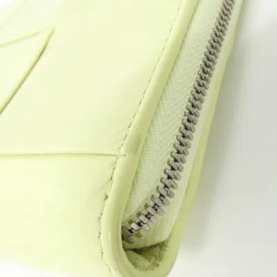 Pre-owned Bottega Veneta Green Light Green Yellow Leather Long Wallet (bi-fold) ()
