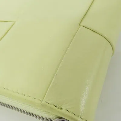 Pre-owned Bottega Veneta Green Light Green Yellow Leather Long Wallet (bi-fold) ()
