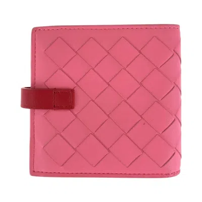 Pre-owned Bottega Veneta Pink Red Color Leather Wallet (bi-fold) () In Multi