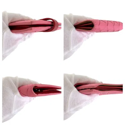 Pre-owned Bottega Veneta Pink Red Color Leather Wallet (bi-fold) () In Multi
