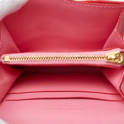 Pre-owned Bottega Veneta Pink Red Color Leather Wallet (bi-fold) () In Multi