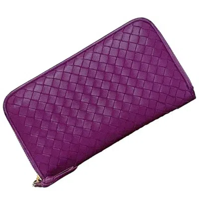 Pre-owned Bottega Veneta Purple Leather Long Wallet (bi-fold) ()
