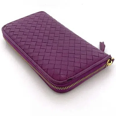 Pre-owned Bottega Veneta Purple Leather Long Wallet (bi-fold) ()