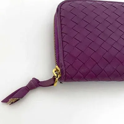 Pre-owned Bottega Veneta Purple Leather Long Wallet (bi-fold) ()