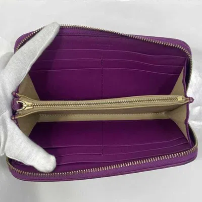 Pre-owned Bottega Veneta Purple Leather Long Wallet (bi-fold) ()