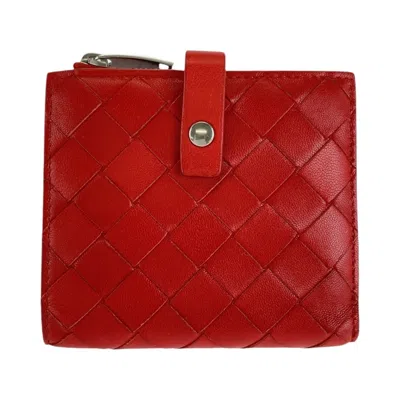 Pre-owned Bottega Veneta Red Color Leather Wallet (bi-fold) ()