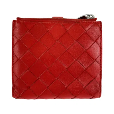 Pre-owned Bottega Veneta Red Color Leather Wallet (bi-fold) ()