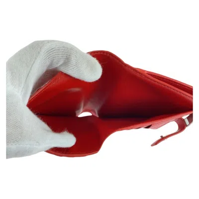 Pre-owned Bottega Veneta Red Color Leather Wallet (bi-fold) ()