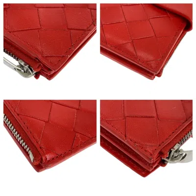 Pre-owned Bottega Veneta Red Color Leather Wallet (bi-fold) ()