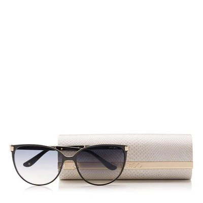 Shop Jimmy Choo Posie Grey And Gold Framed Sunglasses With Glitter Detail In Grey Shaded