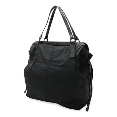 Pre-owned Burberry Beige Black Nylon Leather Shoulder Bag Tote Bag () In Multi
