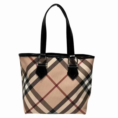 Pre-owned Burberry Black Ivory Pvc Leather Tote Bag () In Multi