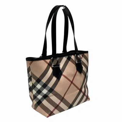 Pre-owned Burberry Black Ivory Pvc Leather Tote Bag () In Multi