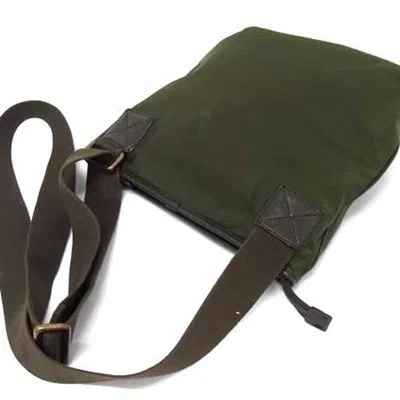 Pre-owned Burberry Brown Green Nylon Leather Shoulder Bag () In Multi