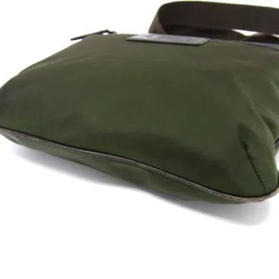 Pre-owned Burberry Brown Green Nylon Leather Shoulder Bag () In Multi