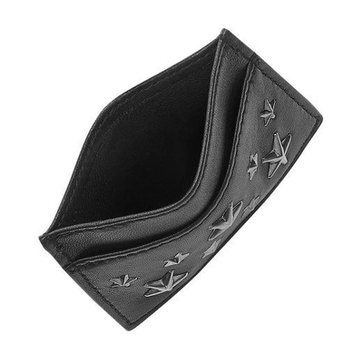 Shop Jimmy Choo Dean Black Nappa Cardholder With Gunmetal Stars In Black/gunmetal