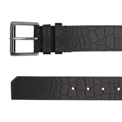 Shop Jimmy Choo Archer Black Croc Printed Nubuck Belt