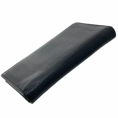Pre-owned Bvlgari Black Leather Long Wallet (bi-fold) ()