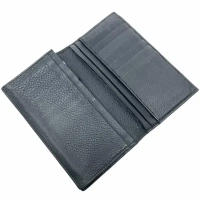 Pre-owned Bvlgari Black Leather Long Wallet (bi-fold) ()