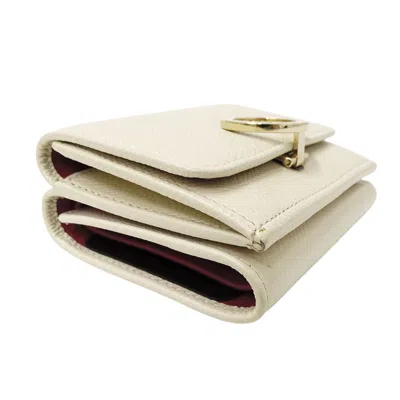Pre-owned Bvlgari Ivory Leather Wallet (tri-fold) () In White