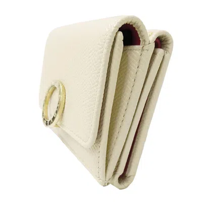 Pre-owned Bvlgari Ivory Leather Wallet (tri-fold) () In White