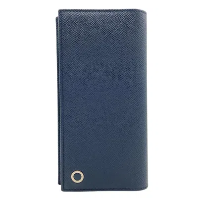 Pre-owned Bvlgari Navy Leather Coin Purse/coin Case () In Blue