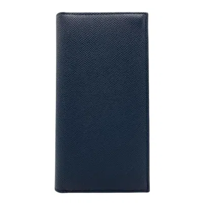Pre-owned Bvlgari Navy Leather Coin Purse/coin Case () In Blue