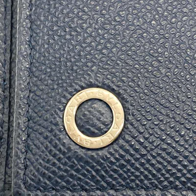 Pre-owned Bvlgari Navy Leather Coin Purse/coin Case () In Blue