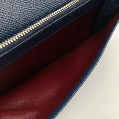 Pre-owned Bvlgari Navy Leather Coin Purse/coin Case () In Blue