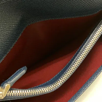 Pre-owned Bvlgari Navy Leather Coin Purse/coin Case () In Blue