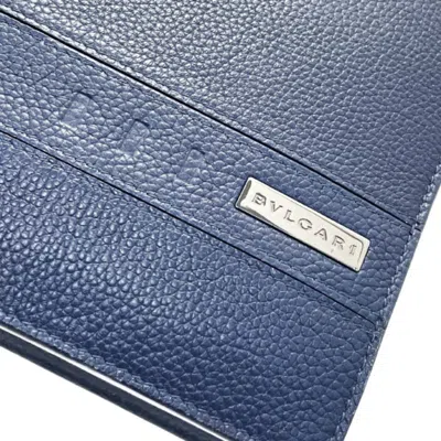 Pre-owned Bvlgari Navy Leather Clutch Bag () In Blue