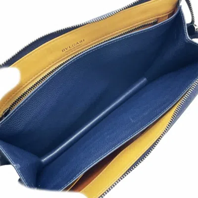 Pre-owned Bvlgari Navy Leather Clutch Bag () In Blue