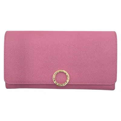 Pre-owned Bvlgari Pink Leather Long Wallet (bi-fold) ()