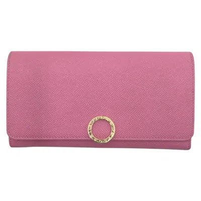 Pre-owned Bvlgari Pink Leather Long Wallet (bi-fold) ()