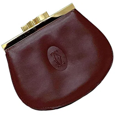 Pre-owned Cartier Bordeaux Leather Coin Purse/coin Case () In Burgundy
