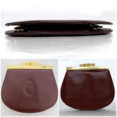 Pre-owned Cartier Bordeaux Leather Coin Purse/coin Case () In Burgundy
